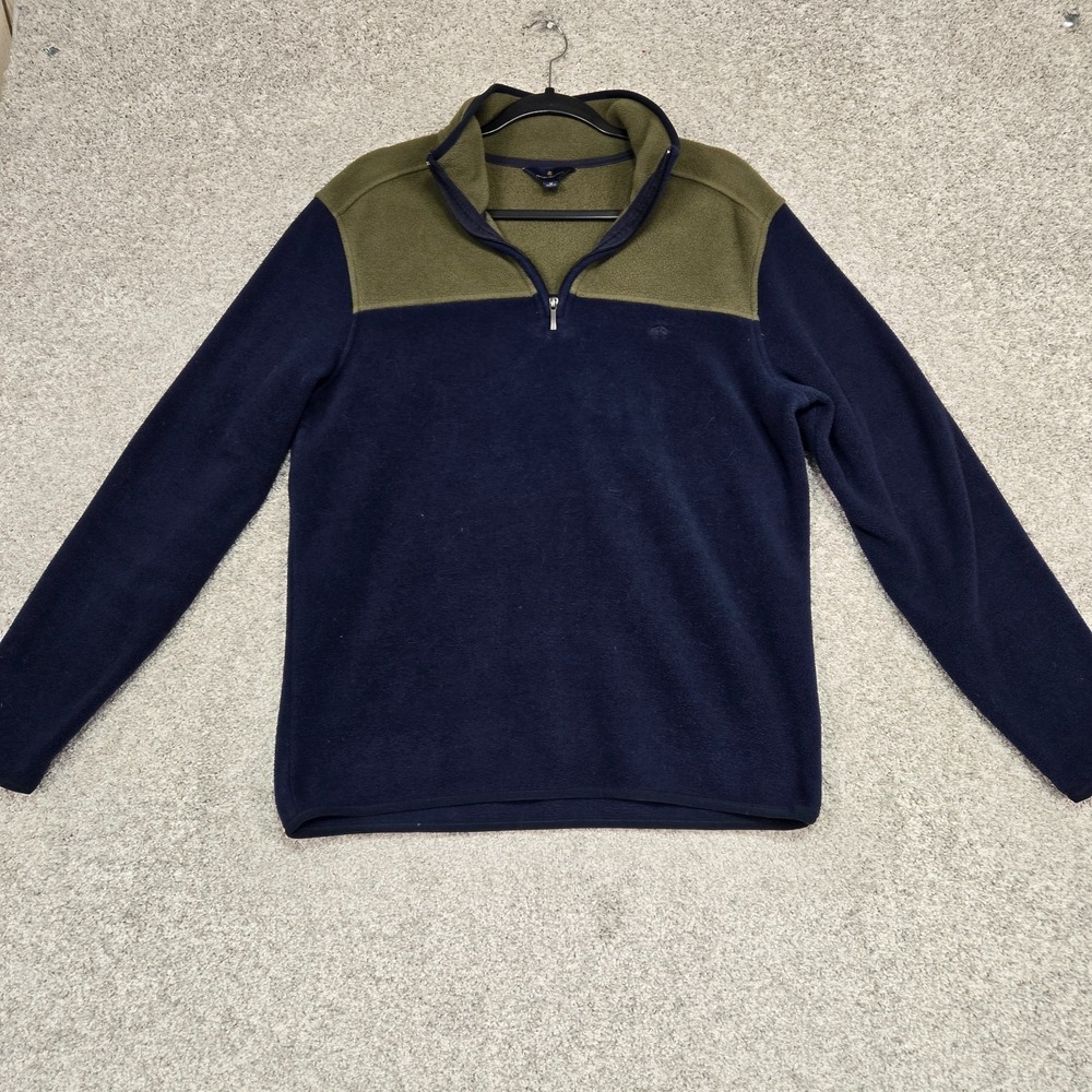 Brooks Brothers‎ fleece sweatshirt Mens Medium 1/4 Zip Blue Green lightweight